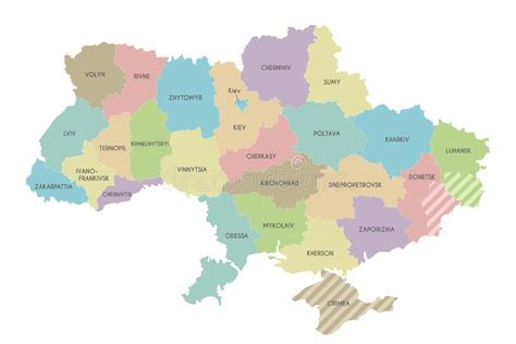 Map Of Ukraine With Regions Administrative Divisions And Territories