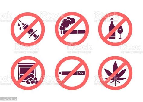 Health Risk Color Glyph Icons Set Forbidden Signs Pictograms For Web