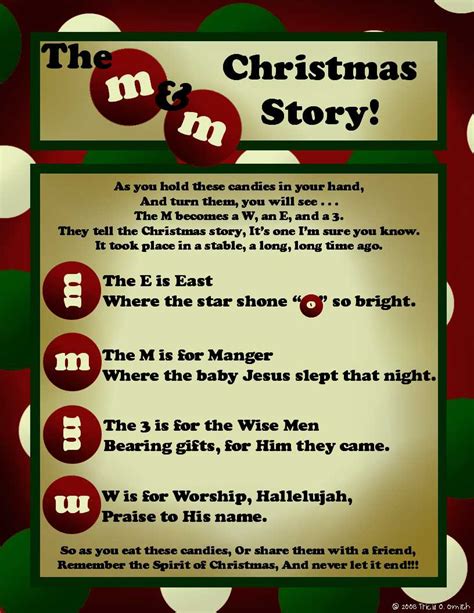 This printable is available at our thrifty ideas. Prepared NOT Scared!: The M&M Christmas Story!