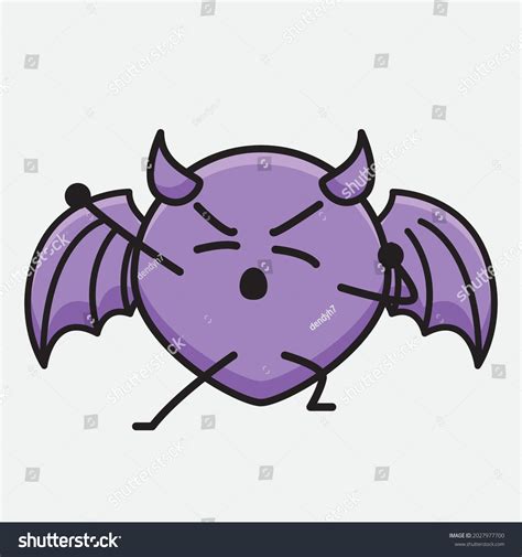 Vector Illustration Devil Bat Character Cute Stock Vector Royalty Free