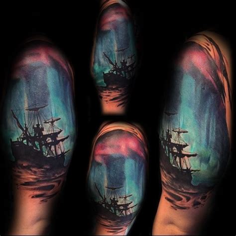 Post with 0 votes and 596 views. 50 Nordlichter Tattoo Designs für Männer - Aurora Borealis ...