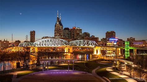 Hd Wallpaper Downtown Nashville From Cumberland Park Tennessee North