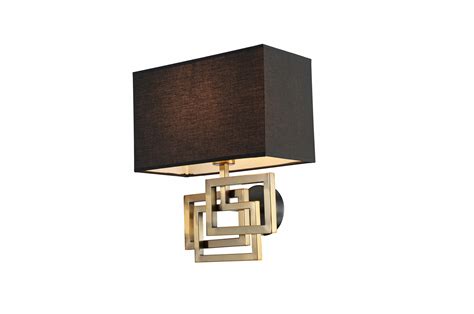 Vegg lampe Granada gull h38cm skjerm 38x18cm firkant sort - Homestudio