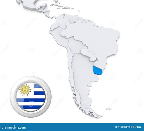 Uruguay On A Map Of South America Stock Illustration Illustration Of