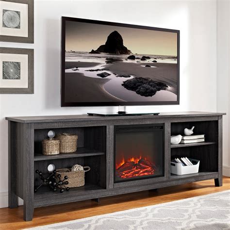 Charcoal 70 Inch Rustic Fireplace Tv Stand Rc Willey Furniture Store