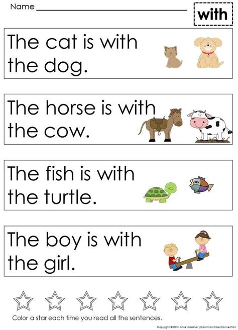 Free Printable Sight Word Sentences Worksheets For Kindergarten