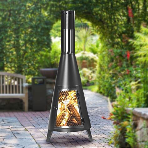 45 Inch Outdoor Chiminea Wood Burning Fire Pit Freestanding Fireplace