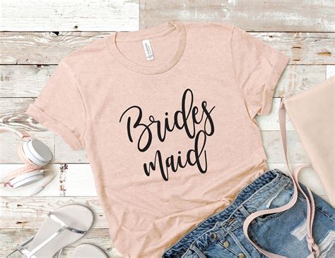 Bride And Bridesmaid Maid Of Honor Etc T Shirts Semi Fitted Crew Neck Bride And