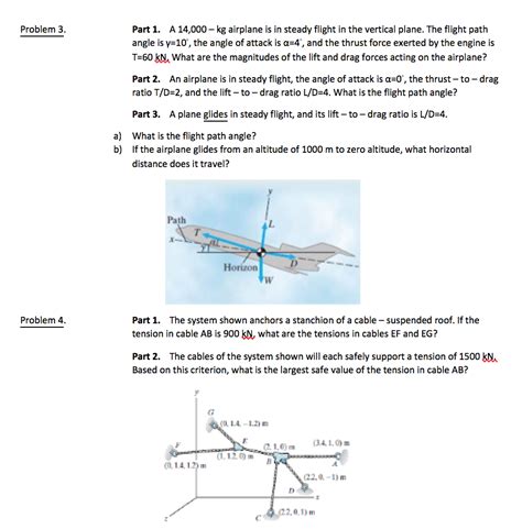 Solved Problem 3 Part 1 A 14000 Kg Airplane Is In Steady