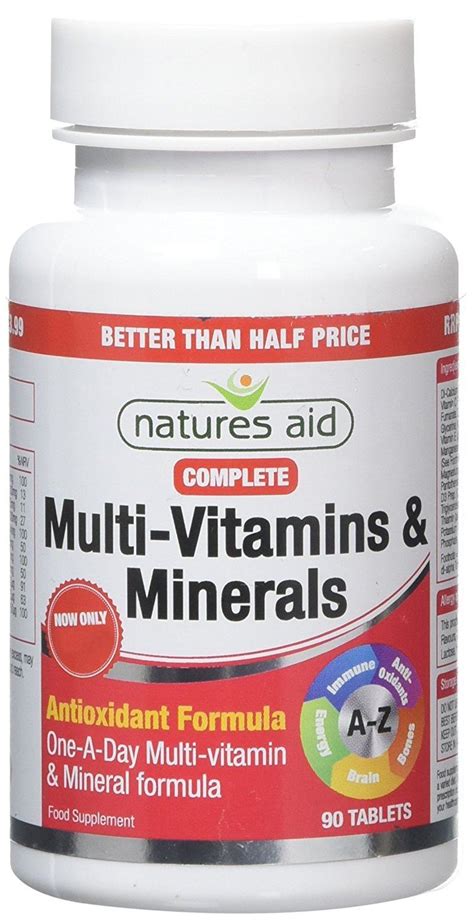 The vitamin supplements contain beneficial active ingredients that boost users' health status and wellbeing. Natures Aid Complete Multi-Vitamins & Minerals 90 Tablets ...