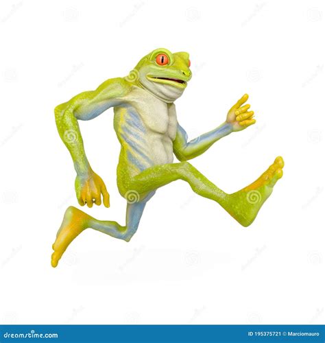 Frog Running Away Turning Its Back Flat Cartoon Green Friendly Reptile