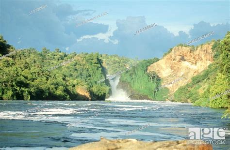 View Of Waterfall Flowing Into Nile River Murchison Falls Uganda