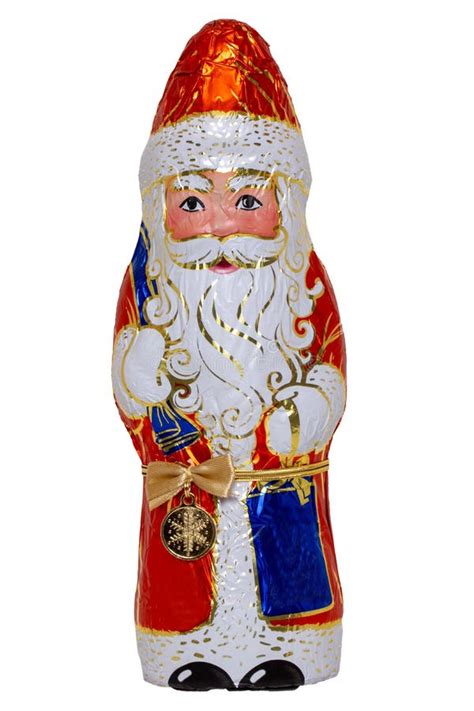 White Chocolate Figurine Santa Claus On An Isolated Stock Photo Image