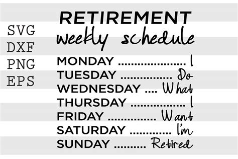 Retirement Weekly Schedule Graphic By Spoonyprint Creative Fabrica