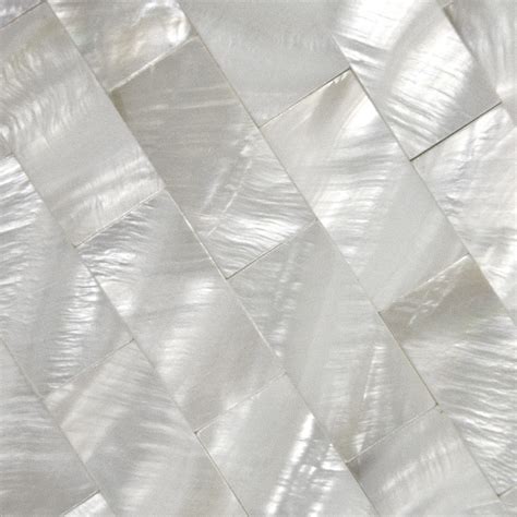White Mother of Pearl Seamless Backsplash Subway Natural Shell Mosaics