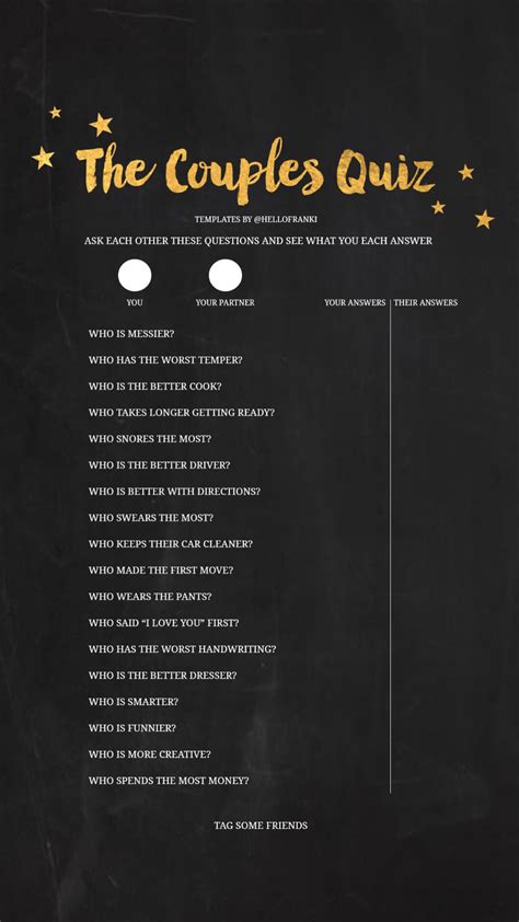 Free instagram story templates couple quiz @hellofranki | Couples quiz