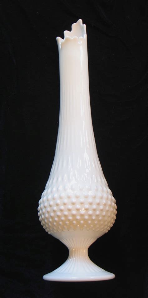 Tall Fenton White Hobnail Swung Vase Milk Glass 19 1 2 Tall Signed Sold On Ruby Lane