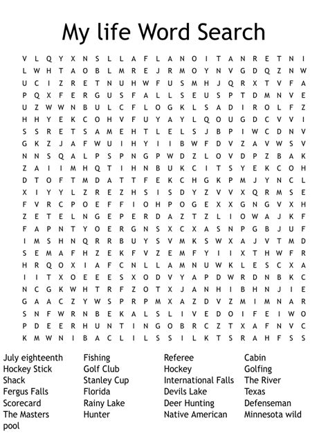 My Life Word Search Wordmint