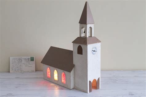 Vintage Wood Swedish Musical Light Up Church Im
