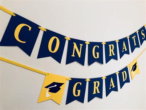 Yellow And Blue Graduation Banner Congrats Banner Etsy