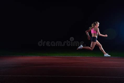 Athletic Woman Running On Track Stock Photo Image Of Recreation
