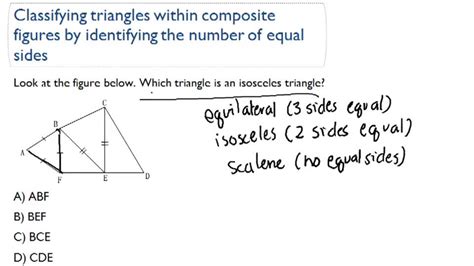 Classifying Triangles Within Composite Figures By Identifying The Number Of Equal Sides Video