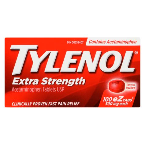 Tylenol Acetaminophen Tablets Usp Extra Strength Mg Each Eztabs