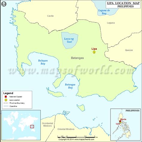 Where Is Lipa Location Of Lipa In Philippines Map