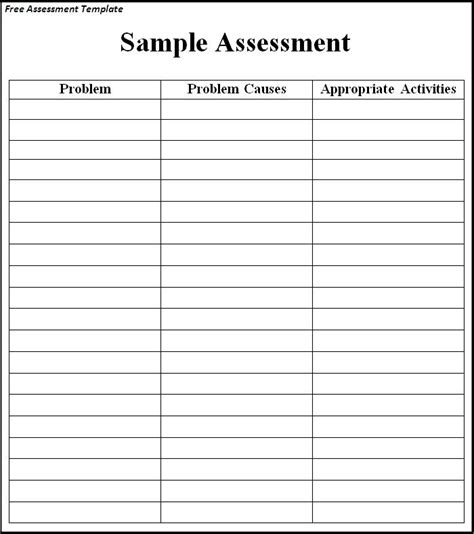 Assessment Sample Free Word Templates