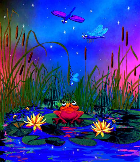 Dragonfly Pond Frog Wall Art For Children