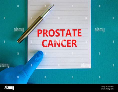 Prostate Cancer Symbol White Note With Words Prostate Cancer Beautiful Blue Background Doctor
