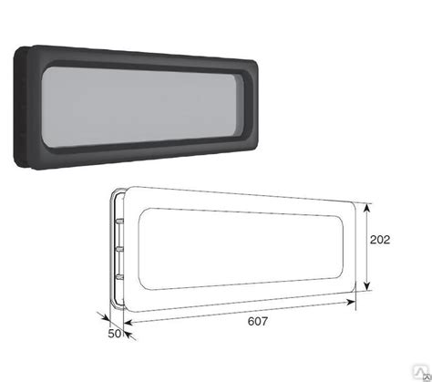 Окно акриловое для панелей толщиной 40 мм с двойным стеклом 607х202 мм