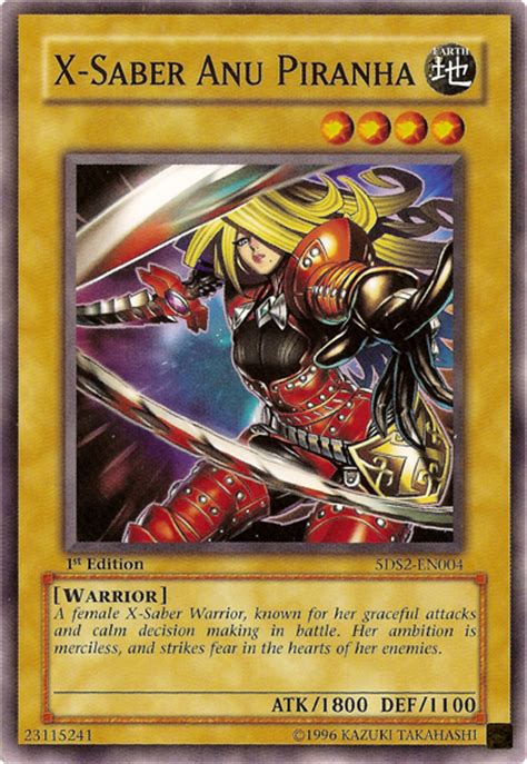 Fonts can be switched on the fly from the saber. X-Saber Anu Piranha - Yu-Gi-Oh!
