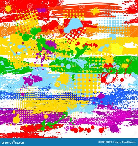 Seamless Rainbow Background Made From Brush Strokes Vector