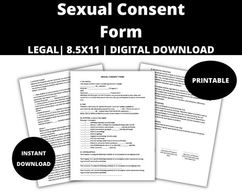 sexual consent form sex consent form intercourse instant download etsy