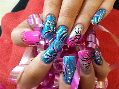 Eye Candy Nails And Training Pink And Blue Glitter Nail