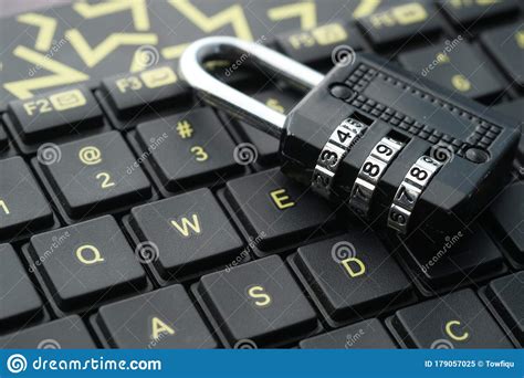 Close Up Of Padlock On Keyboard Privacy And Security Concept Stock