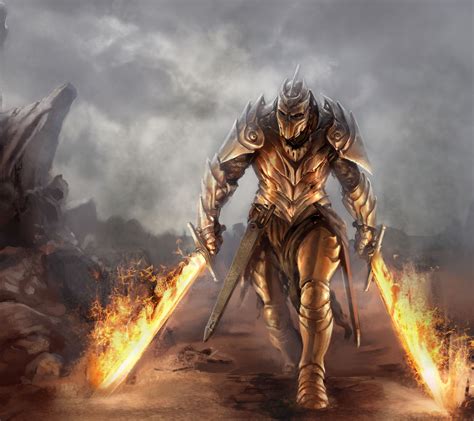 612965 2880×2560 Knight Of The Flaming Sword Dual Wielding