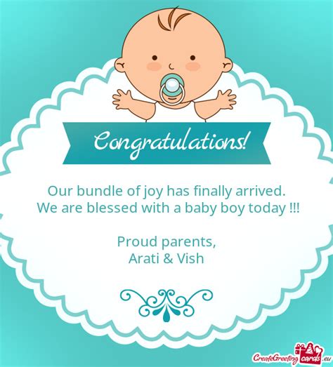 Our Bundle Of Joy Has Finally Arrived Free Cards