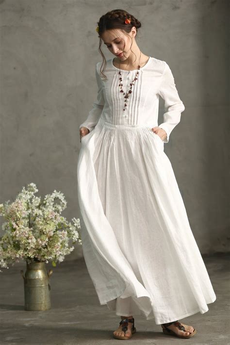 Linen Dress White Dress Maxi Dress Layered Wedding Dress Wedding