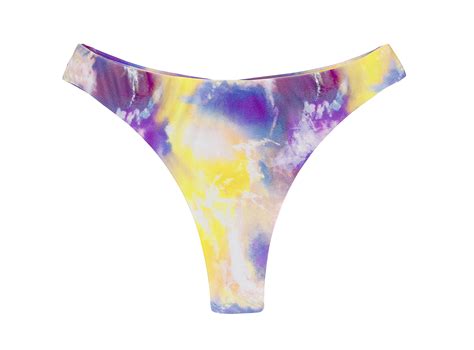 Purple And Yellow Tie Dye Thong Bikini Bottom Bottom Tiedye Purple Fio