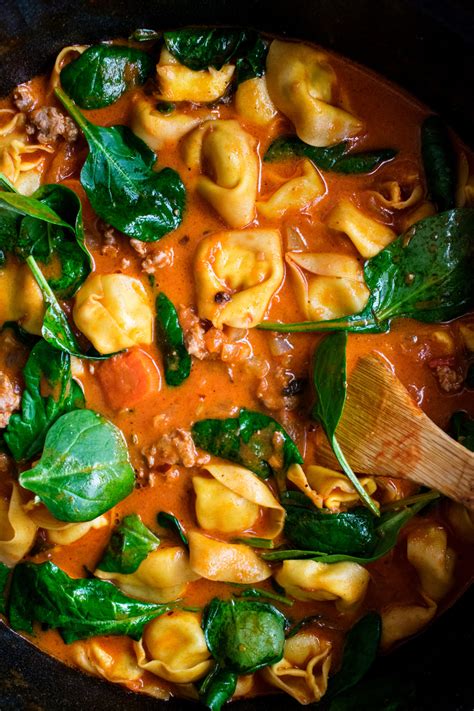Creamy Tortellini Soup With Sausage Spinach The Original Dish