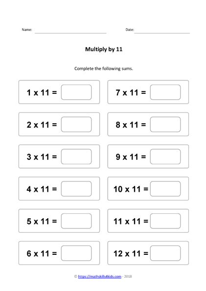 Multiplication 11 Worksheets Free Printable Multiplication Images And