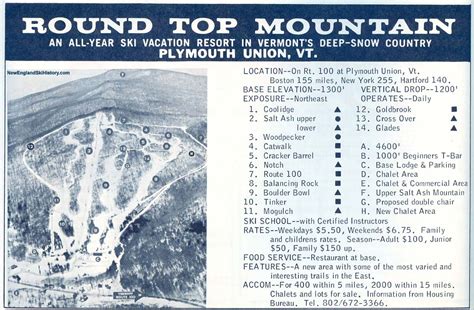 1967 68 Roundtop Mountain Trail Map New England Ski Map Database