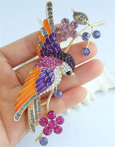 Charming 413 Multicolor Rhinestone Crystal Bird Animal Brooch Pin