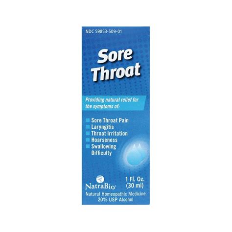 Natrabio Sore Throat Relief 1 Fl Oz Liquid Swanson Health Products
