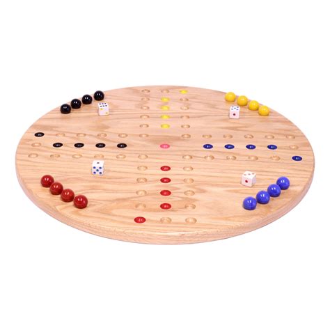 Round Aggravation Game Board Set Solid Oak Wood Double Sided