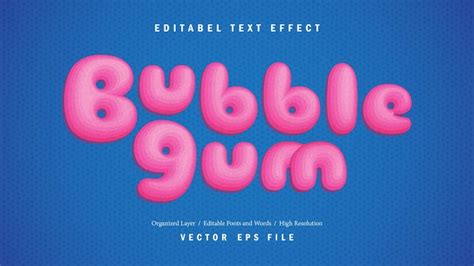 Premium Vector Editable Bubble Gum Font Typography Text Effect