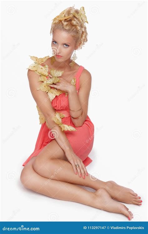 Blond Woman In Pink Dress Stock Image Image Of Girl