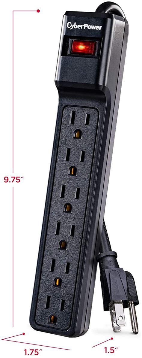 Cyberpower Csb6012 Essential Surge Protector 1200j125v 6 Outlets